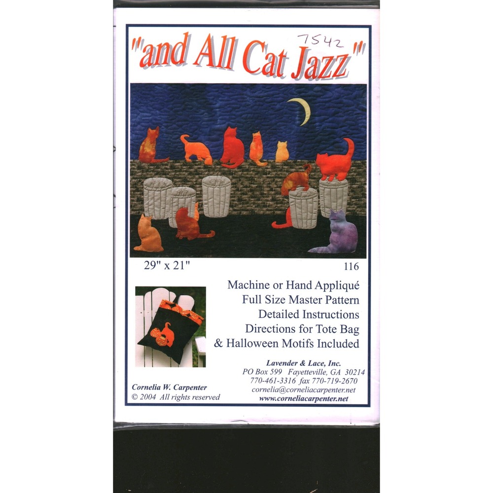 Lavender & Lace And All Cat Jazz Applique Quilt Pattern Cornelia Carpenter 116